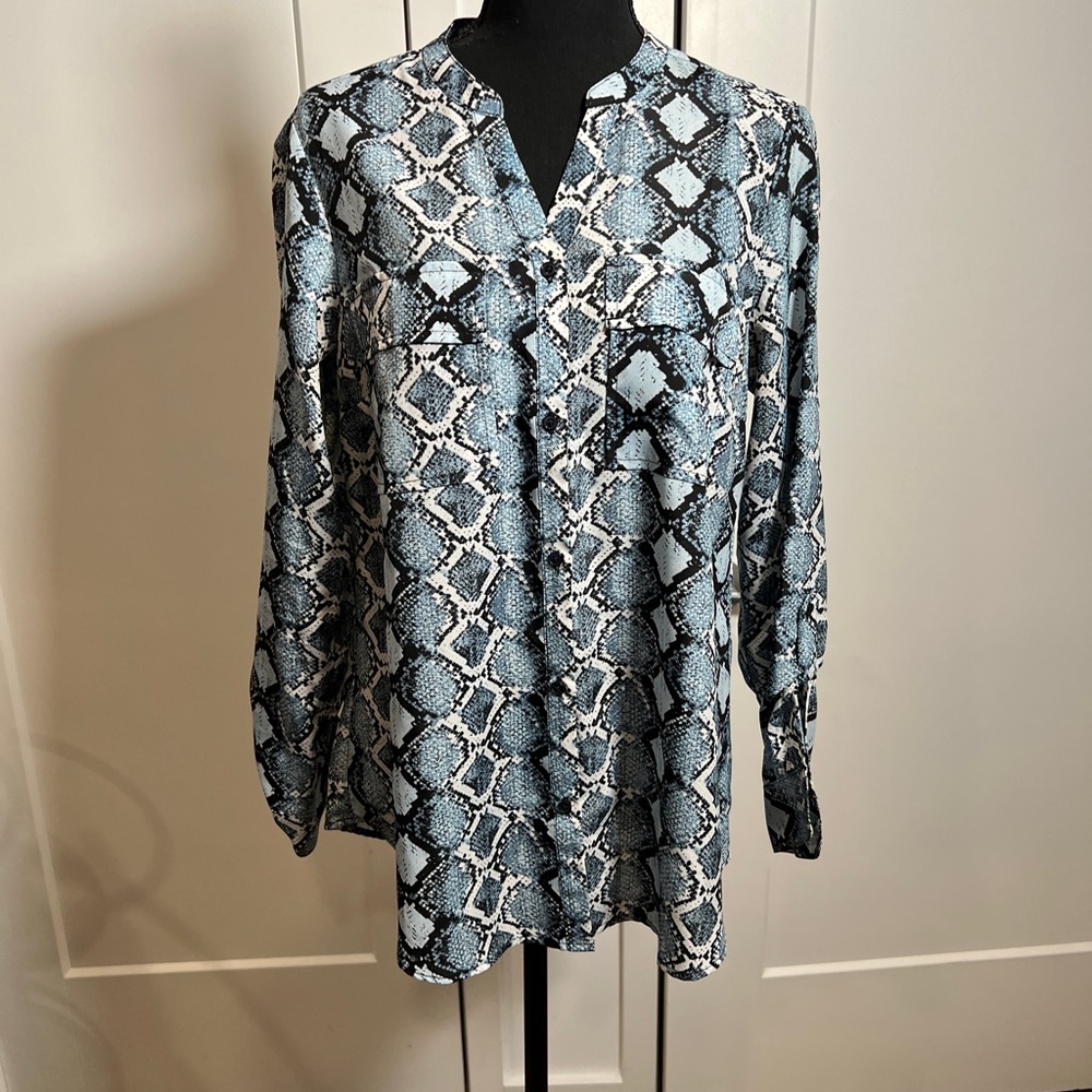 Women's Blue Snake Print Top